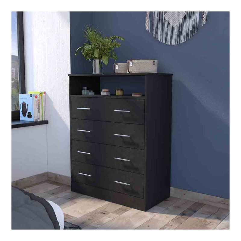 Commode à quatre tiroirs Wuju, chambre à coucher, noir