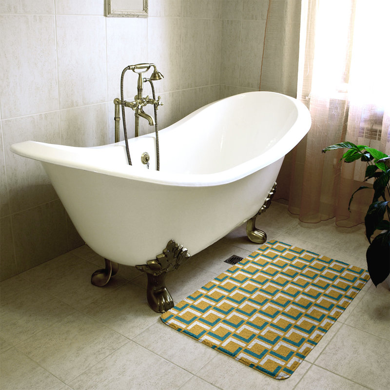 Tapis pour salle de bain Baltimore, l 17 po x L 24 po, Gold/Teal/White