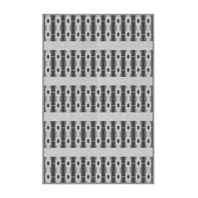 Tapis noir/blanc cassé tissé à la machine