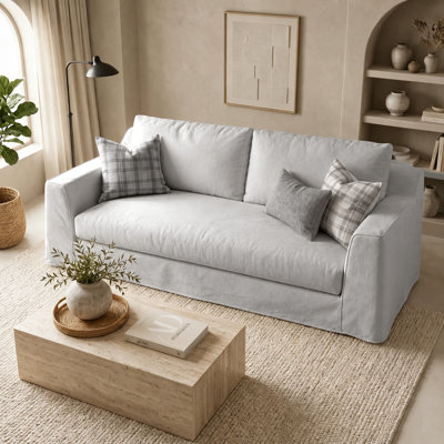 Ailey 80'' Oversized Slipcovered Sofa with One-Piece Easy Removable Washable Cover, 2-Seat 