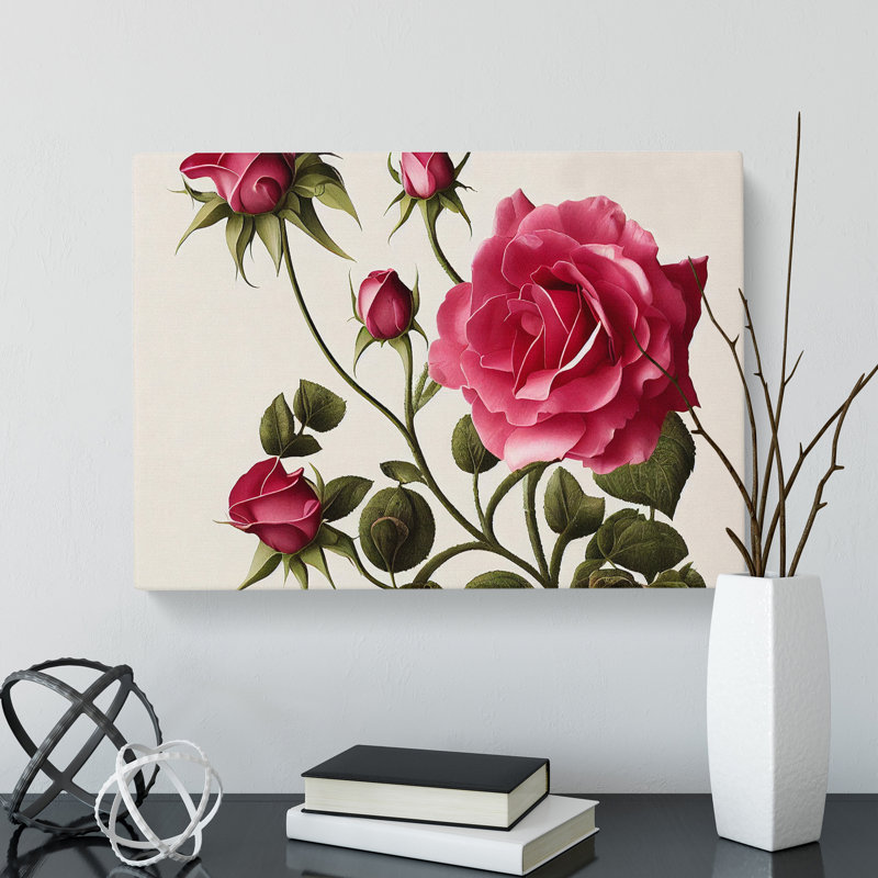Bold Rose Flowers - Wrapped Canvas, 40cm H x 60cm W x 3cm D