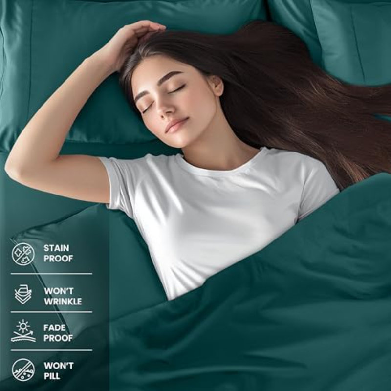 Full Bed Sheets Set - 4 Piece Bedding - Brushed Microfiber - Shrinkage And Fade Resistant - Easy Care (Teal Green)
