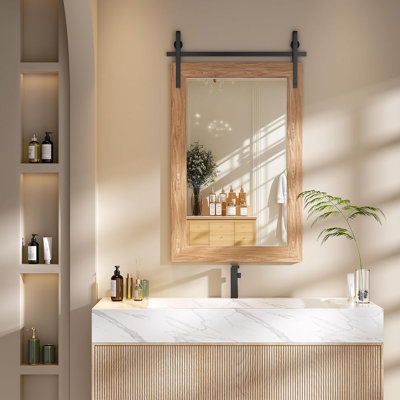 Miroir décoratif moderne en bois massif de style campagnard rustique