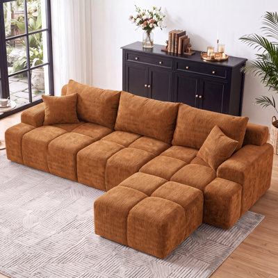 Canapé modulaire surdimensionné de 122 po, canapé à 4 places en mousse à mémoire de forme avec repose-pieds et coussins décoratifs en L, siège profond en forme de L, siège profond en chenille confortable, pour le salon