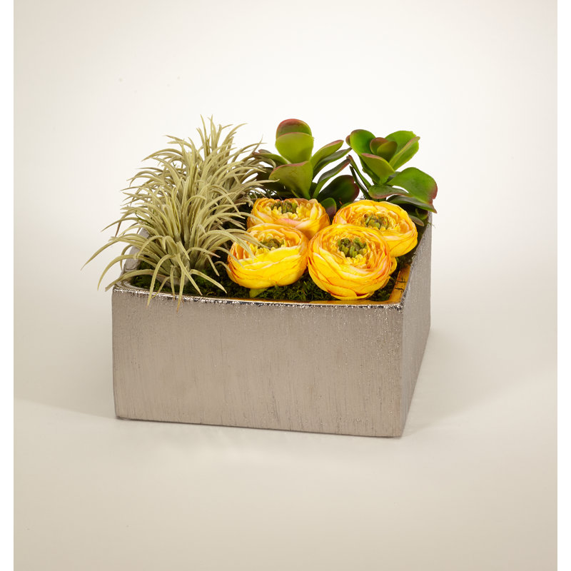 Geometric Arrangement in Planter, Yellow