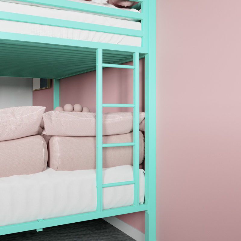 Koffler Kids Bunk Metal Bed Frame, Full, Green
