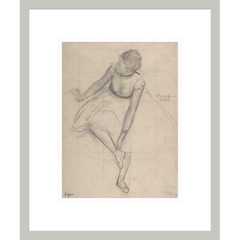 Danseuse ajustant sa pantoufle par Edgar Degas, impression giclée encadrée, H 16,52 po x l 13,75 po