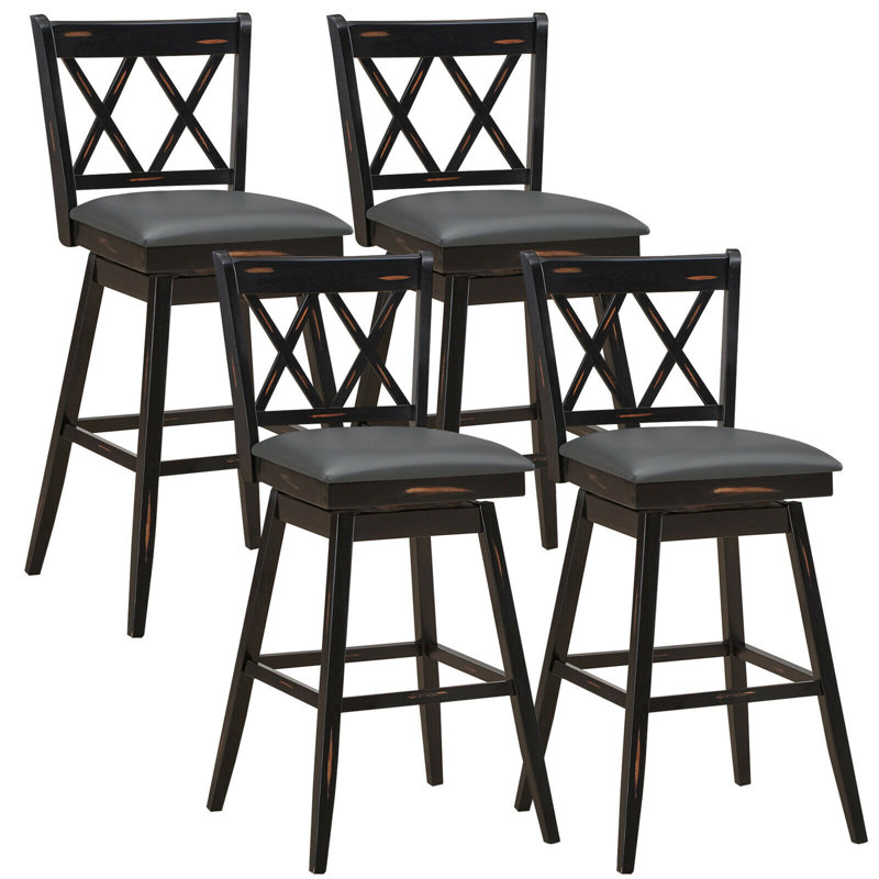 Tabouret de bar et de comptoir Embrey, Noir, 4, Hauteur de bar (hauteur de siège 29,5 pi)