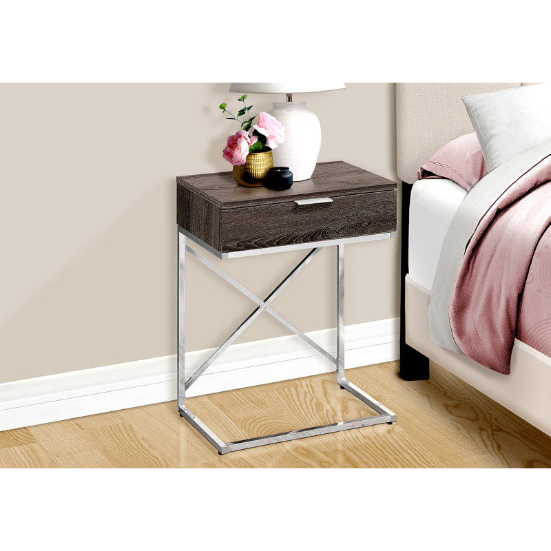 Wason End Table with Storage, Silver, Taupe