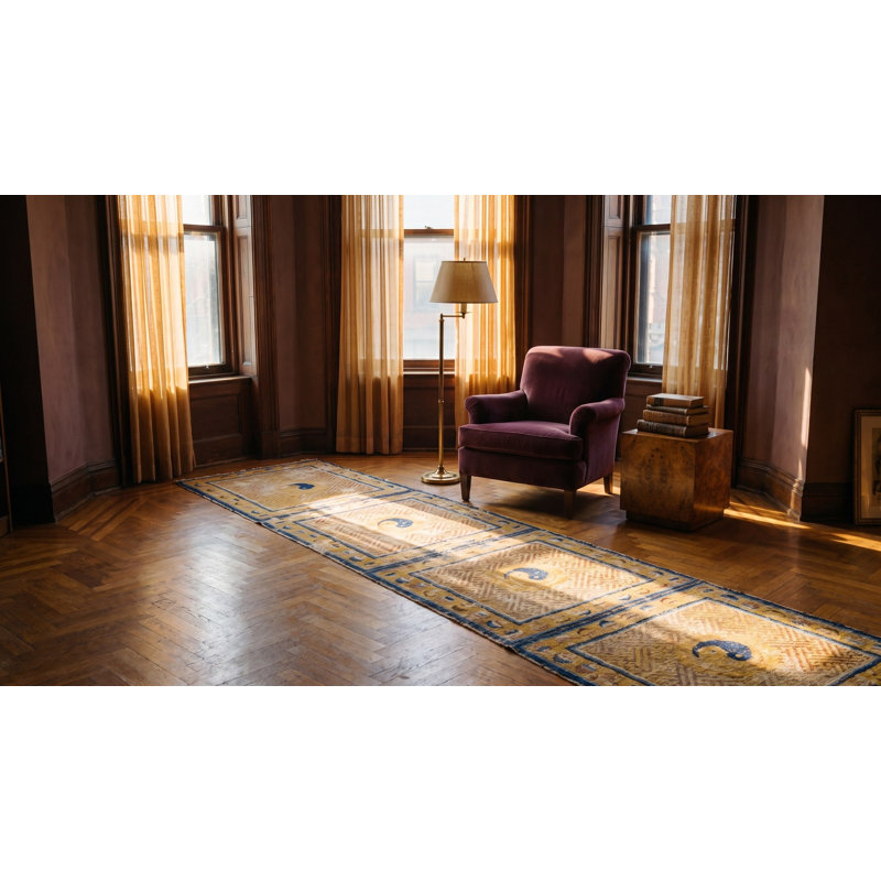 Tapis jaune antique en laine Ningxia