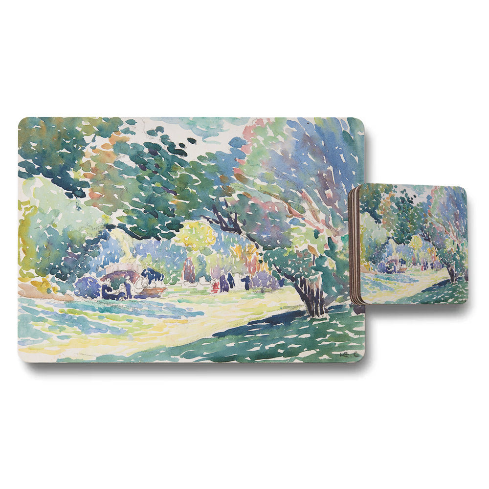 Impressionist Landscape Placemats And Coaster Set Decor