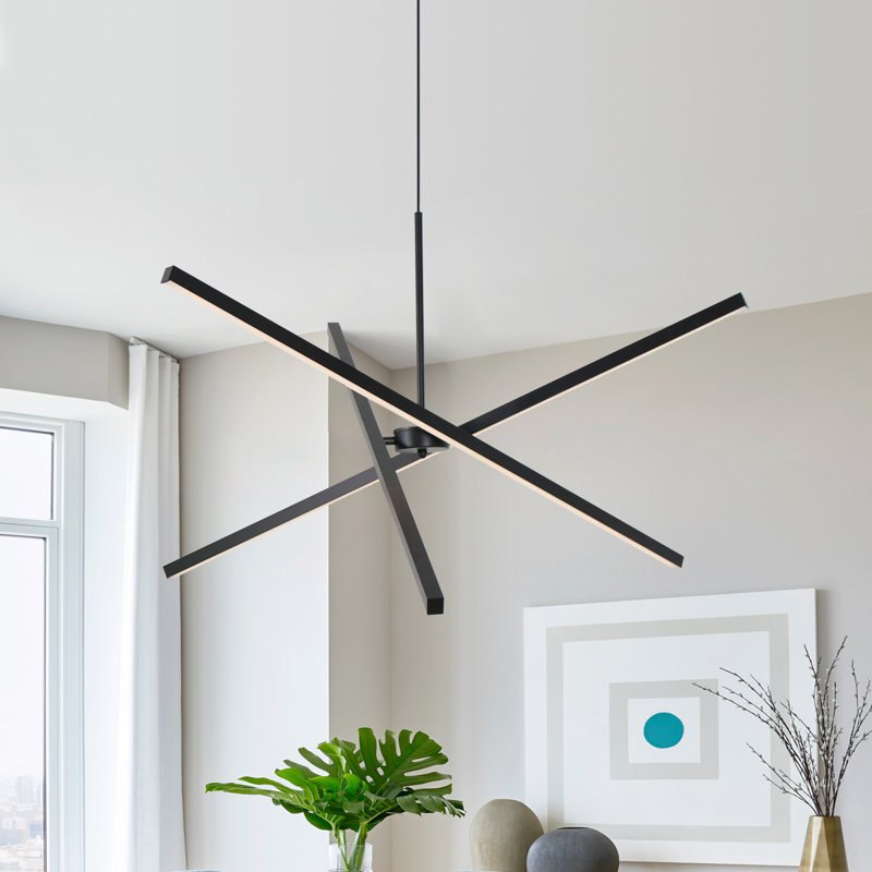 Zhangjing3 Modern Chandelier Sputnik LED Kitchen Island Dimmable, 37.7"H x 37.7"W x 37.7"D, Black