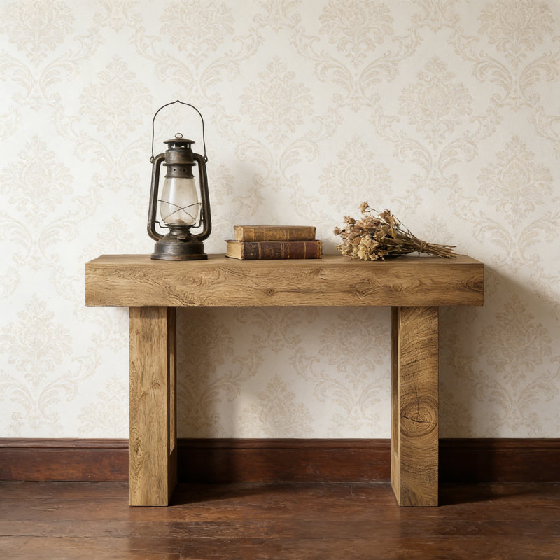 63-Inch Farmhouse Bravantice with Storage, Natural Wood Grain Finish and Rustic Entryway Design for Hallway or Living Room