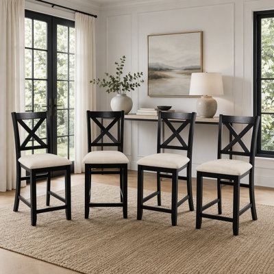 Ensemble de 4 chaises de cuisine avec siège rembourré et siège rembourré Middleton Only