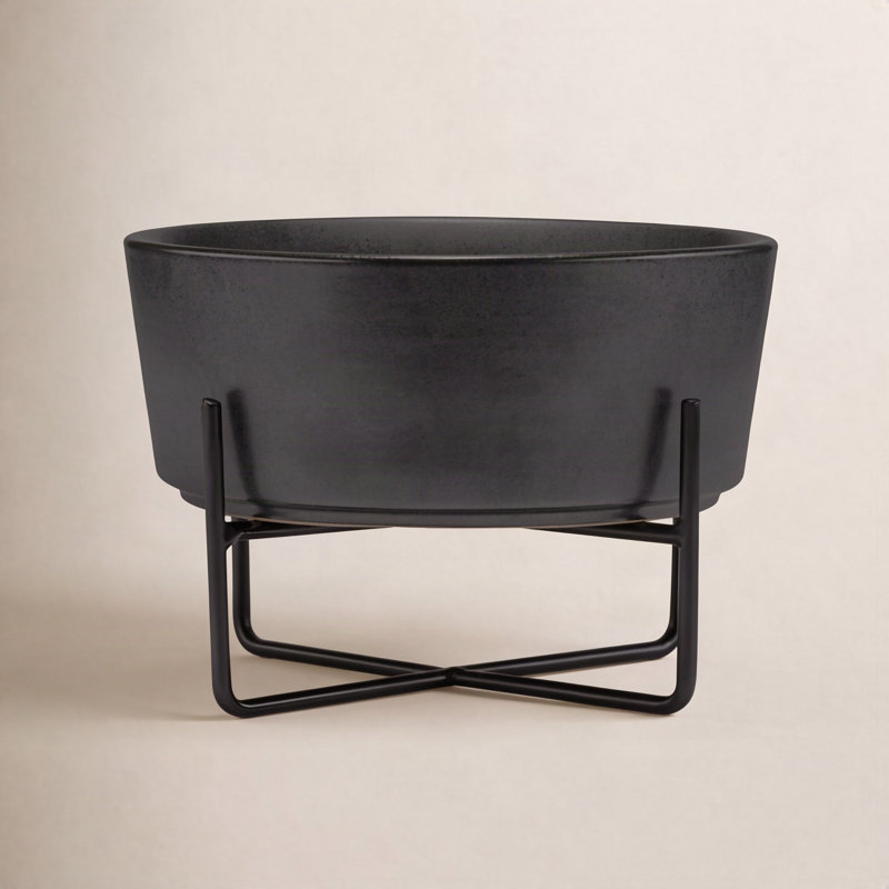 Jaylee Dog Bowl and Stand Set, Medium (4 cups / 32 fl. oz.), Black