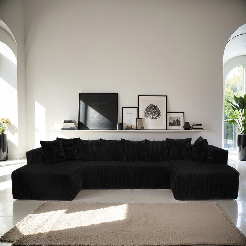 130" W Modular U-Shaped Sofa, With No Assembly Required Sofa, With Reversible Design And Freely Configurable Layout