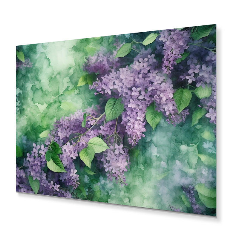 Lilas vert II - impression florale sur métal, H 12 po x l 20 po x P 1 po