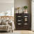 Connaught 46"W Solid Wood Traditional Tall Storage Cabinet with Glass Doors and Adjustable Shelves-204277432