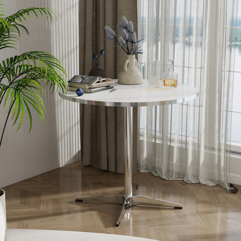 Table de salle à manger et à thé. Bureau imperméable, teinté. Pieds, peu encombrant. P 31,38 po x l 31,38 po x H 27,76 po Table blanche. Dessus, imperméable. Conception efficace.