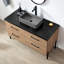 Meuble-lavabo simple 48 po Kaminski en chêne nord-américain avec plateau en pierre frittée noire avec lavabo en béton et miroir