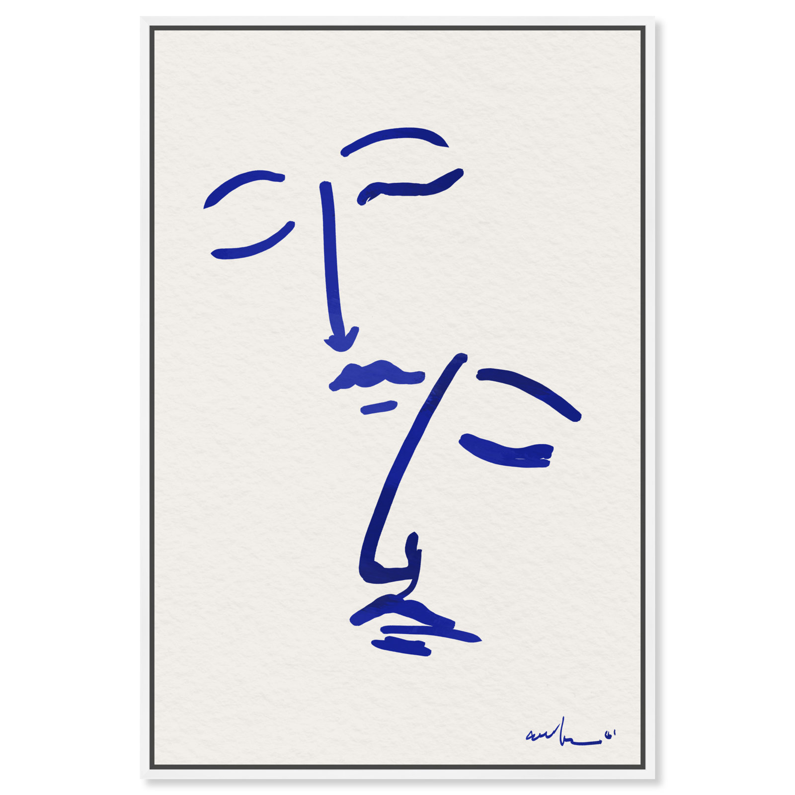 Abstract Couple Blue And White by Oliver Gal, 16" H x 11" W, White