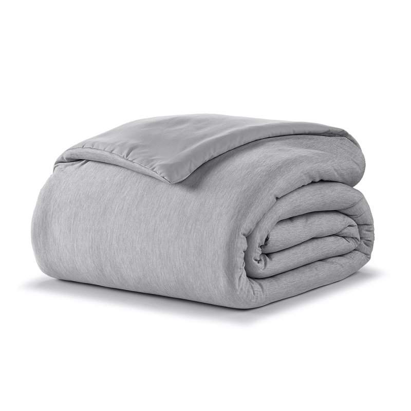 Cooling & Wrinkle-Resistant Jersey Fabric Down-Alternative Comforter, King Comforter, Light Gray