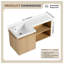 Meuble-lavabo de coin flottant en forme de L 36 po avec lavabo en résine intégré, chêne clair et unité murale blanche moderne