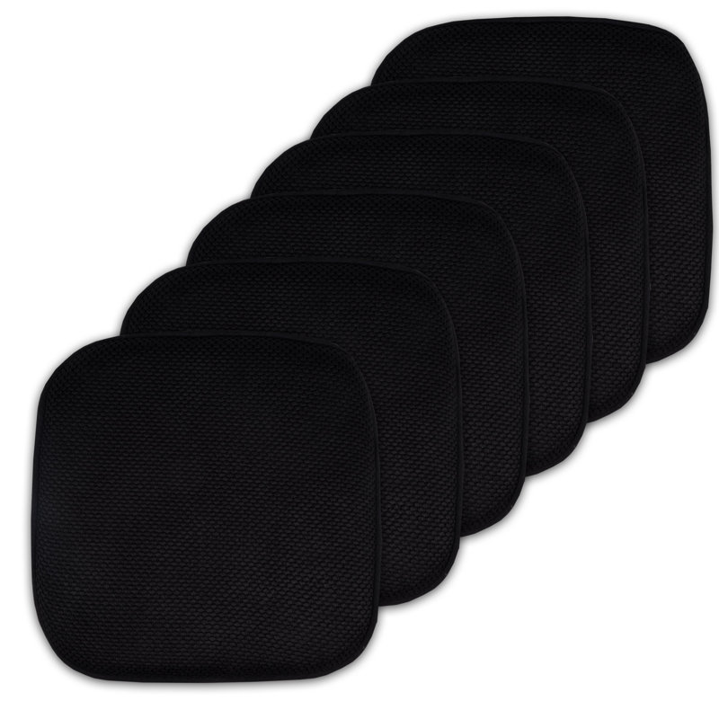 Coussins de chaise antidérapants Honeycomb, Noir, noir, noir, noir, Paquet de 6