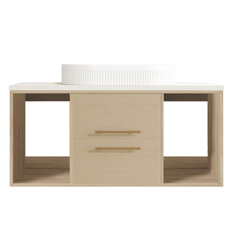 Meuble-lavabo mural moderne 39,3 po avec meuble-lavabo flottant en céramique massif