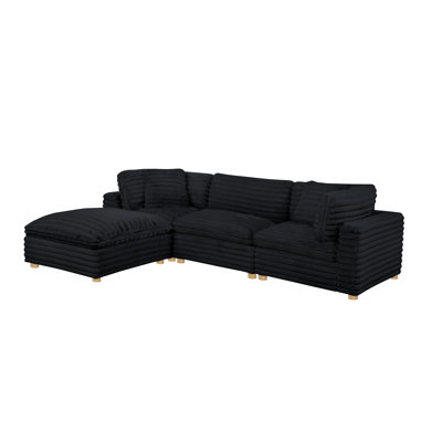 4-Piece Modular Sectional Set In Corduroy Velvet