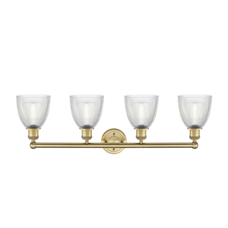 Éclairage pour meuble-lavabo 4 lumières 33 pouces Philomene, Transparent, Laiton brossé