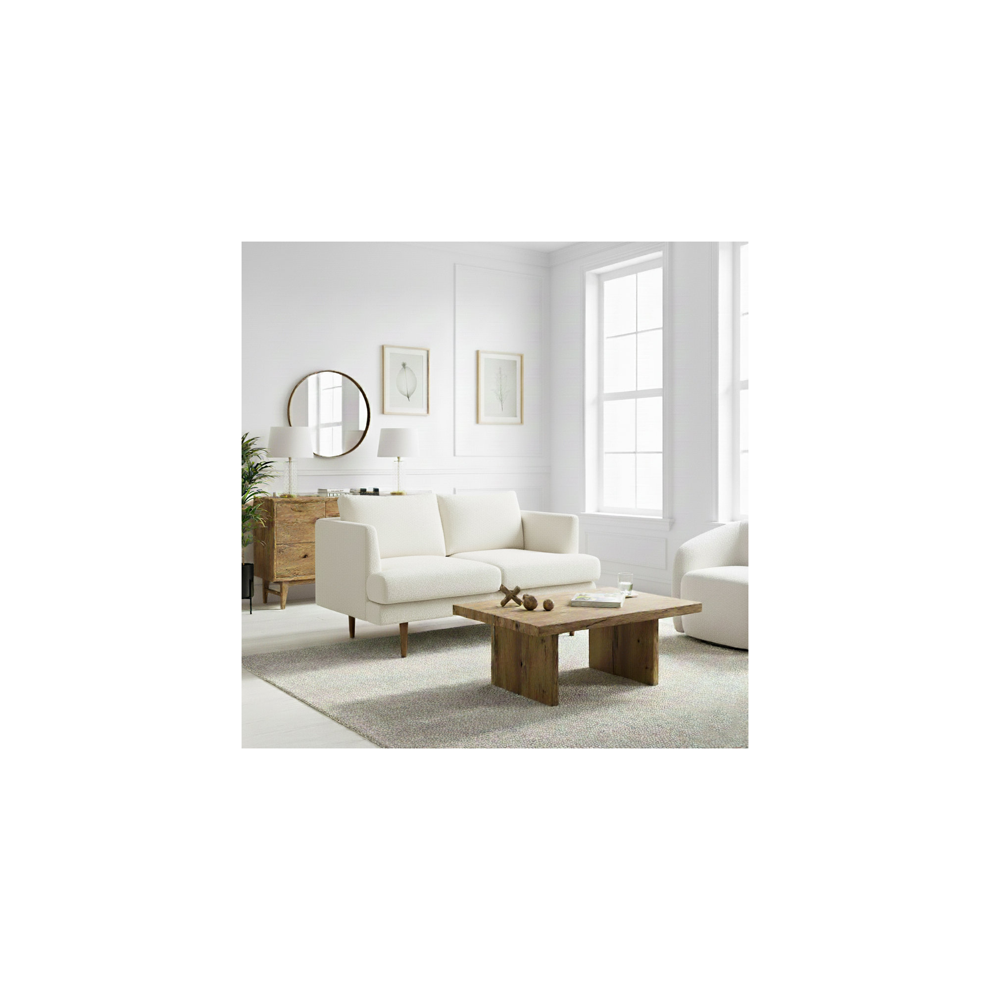 Miller 56" Upholstered Loveseat, Cream Boucle 