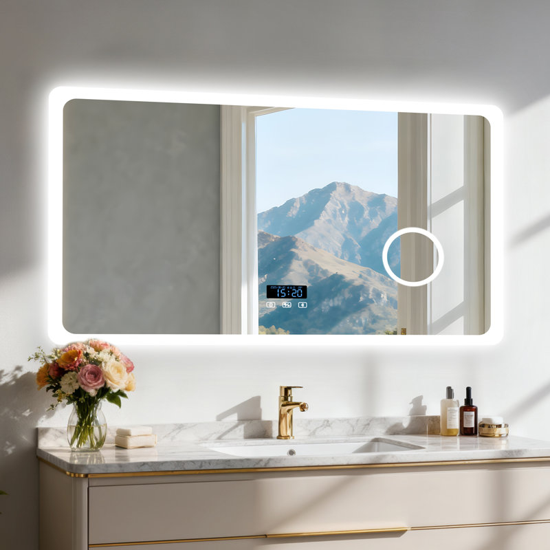 Rectangle Bluetooth Led Mirror With 3X Magnifing, 120 cm H x 70 cm W