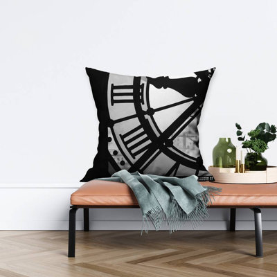 Clock at the Orsay Museum - Black & White Throw for Home Decor
