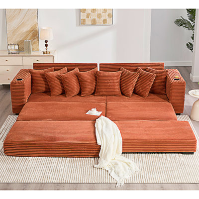 Modular L Shaped Sofa, Sectional Couch With A Movable Footstool