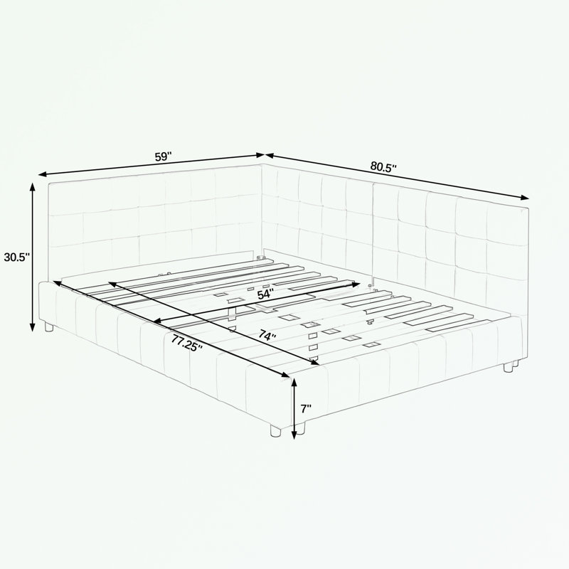 L-Shape Velvet Tufted Corner Daybed Bed Frame