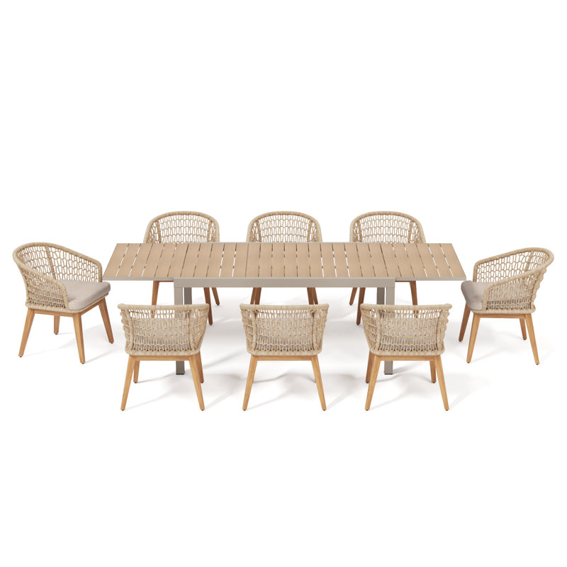 Outdoor 9-piece Extendable Dining Table Set