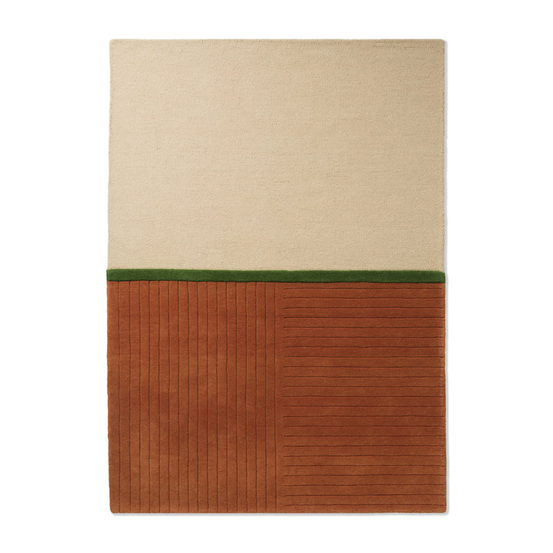 Decor Rectangle Estella Hand Tufted Wool Area Rug in Brown/Beige/Green, Rectangle 6'7" x 9'2"