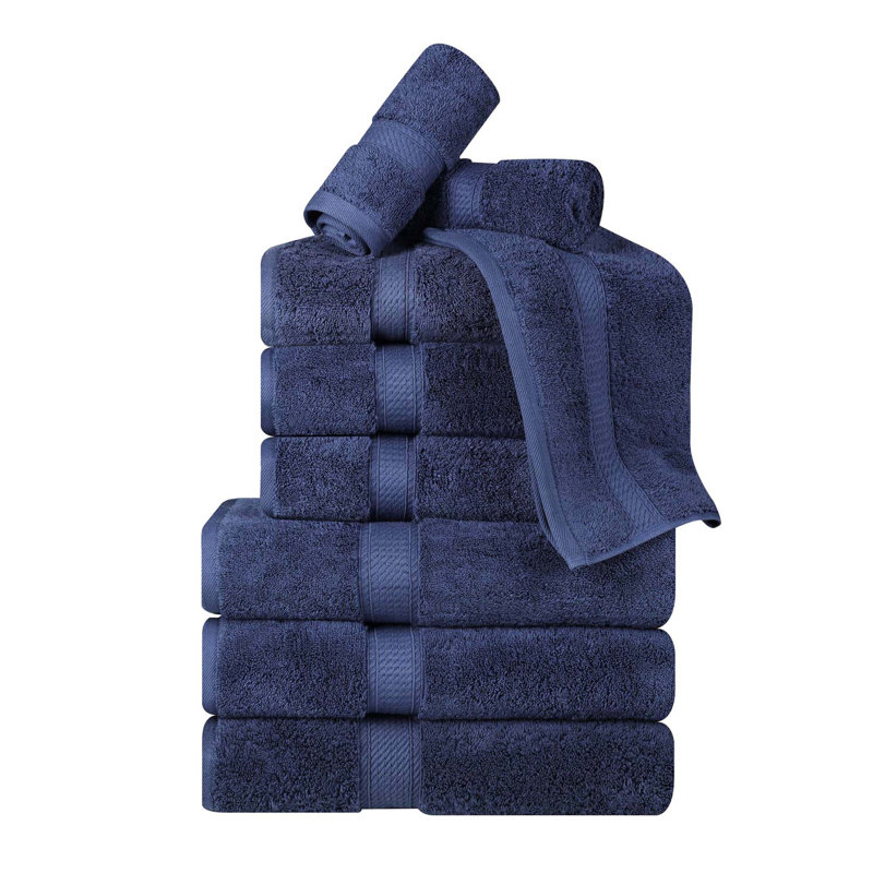 Scotia Egyptian Cotton Bath Towel Set, Navy Blue, 9Pc Towel Set  (3Bath, 3Hand, 3Face)