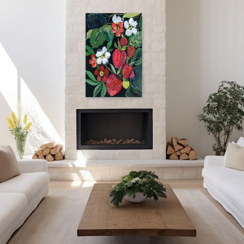 Art contemporain, plante fruitière, H 48 po x l 32 po
