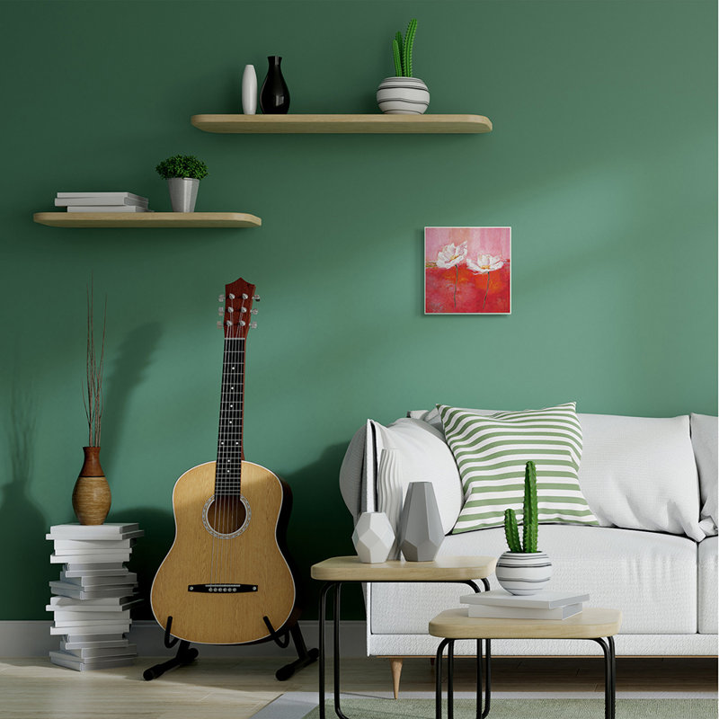 «White Daisies Abstract Florals Red Pink Pop» par Isabelle Herbert - impression d'art graphique, Plaque murale