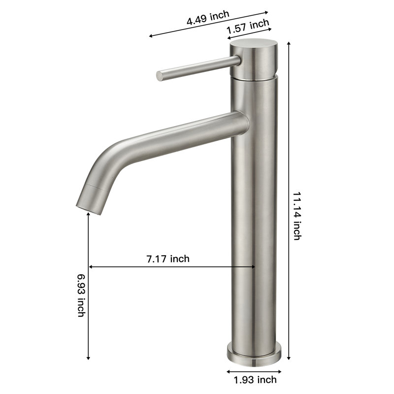 Single Hole Single Handle Bathroom Vessel Sink Faucet, Brushed Nickel