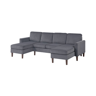 3-Piece Corduroy Sectional Set In Dark Gray