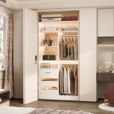 Système d'organisation 36 po avec 3 tiroirs et 2 tringles, rangement pour chaussures avec bahuts