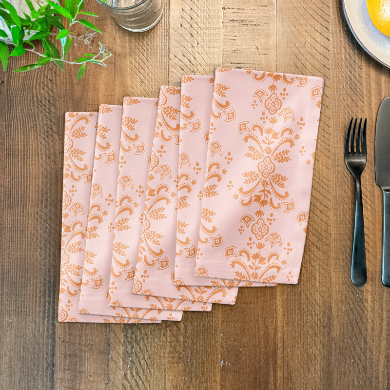 Alayzia Floral Square Napkin, Orange