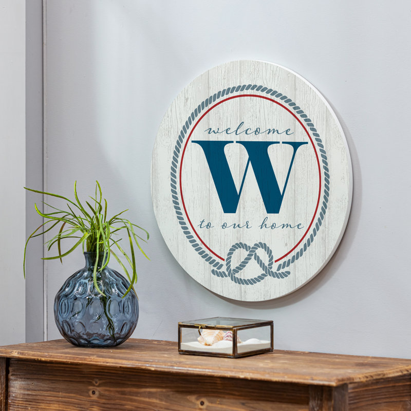 Monogramme de porte de bord de mer bleu l 18 po, Bleu / blanc / rouge