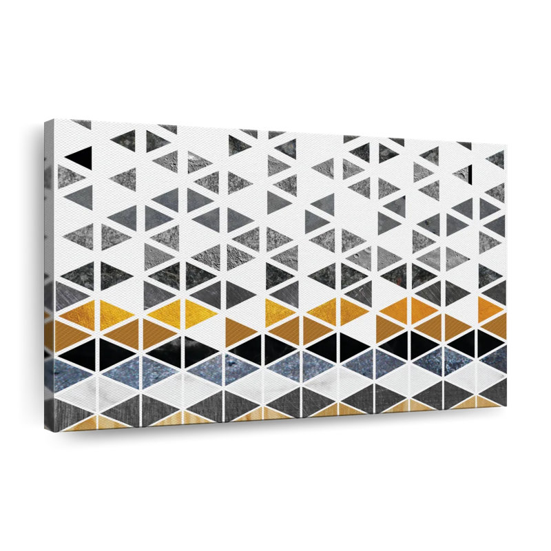 Motif géométrique triangulaire sur toile, H 8 po x l 12 po x P 1 po