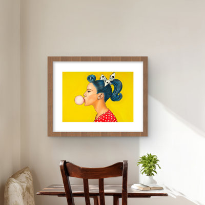 Retro Woman with Beautiful Ponytail - Framed Print for Decor