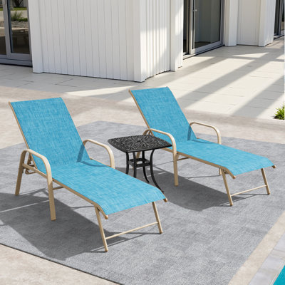 Aluminum Outdoor Chaise Lounge With Square Table
