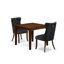 Ensemble de table de salle à manger 3 pièces composé d'une table carrée en bois massif et de 2 chaises Parson rembourrées en tissu de polyester, noyer antique-287111844-287111845